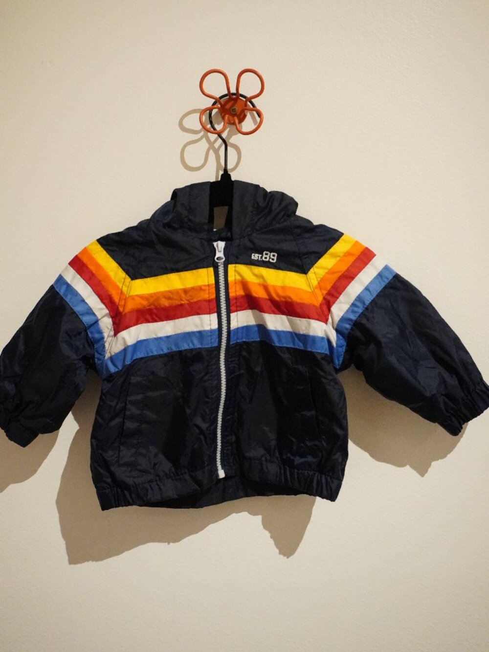 Vintage Style The Children's Place Jacket 0-6M Multicolored Hooded Zip Up